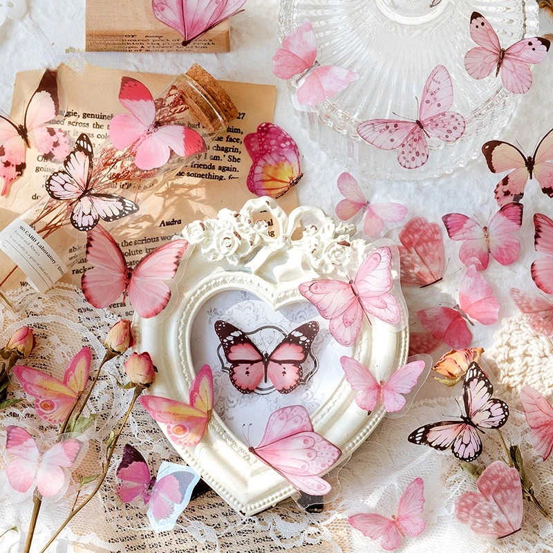 

40pcs/bag Pretty Butterfly PET Sticker Vivid Colorful Butterfly DIY Scrapbook Album Notebook Decor Student Stationery Sticker