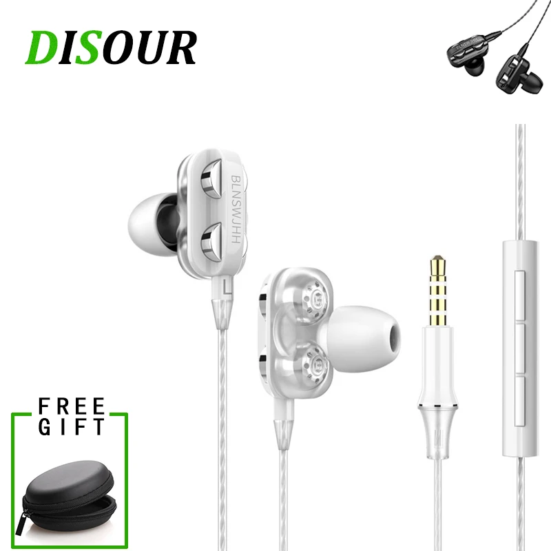 Двойной драйвер наушники вкладыши стерео Hi Fi музыкальные спортивные для бега iPhone