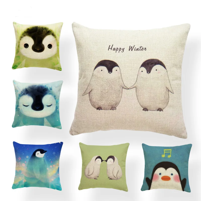 Мультяшная подушка-пингвин чехол зимняя рождественская подушка музыкальная
