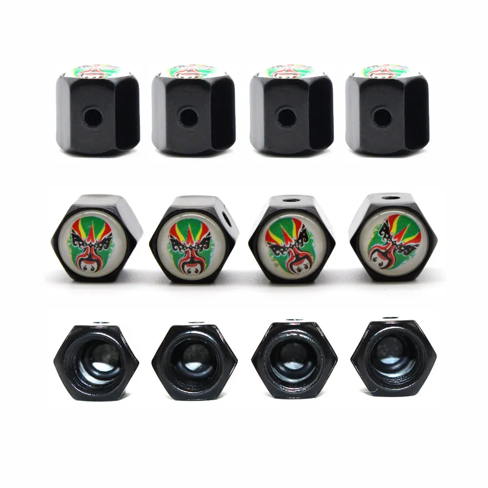 DSYCAR 1Set Car Zinc Alloy Anti-theft Green Face Makeup Logo Tire Valve Caps Wheel Tires Stem Air Cap Airtight Covers | Автомобили и
