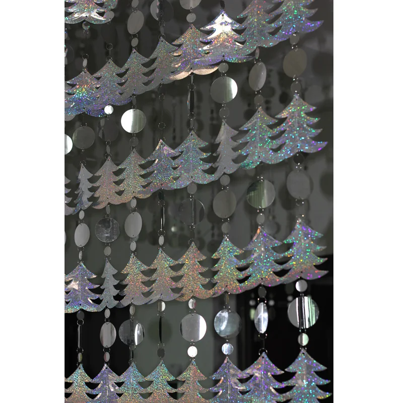 Рождественская новогодняя декоративная занавеска из ПВХ с блестками