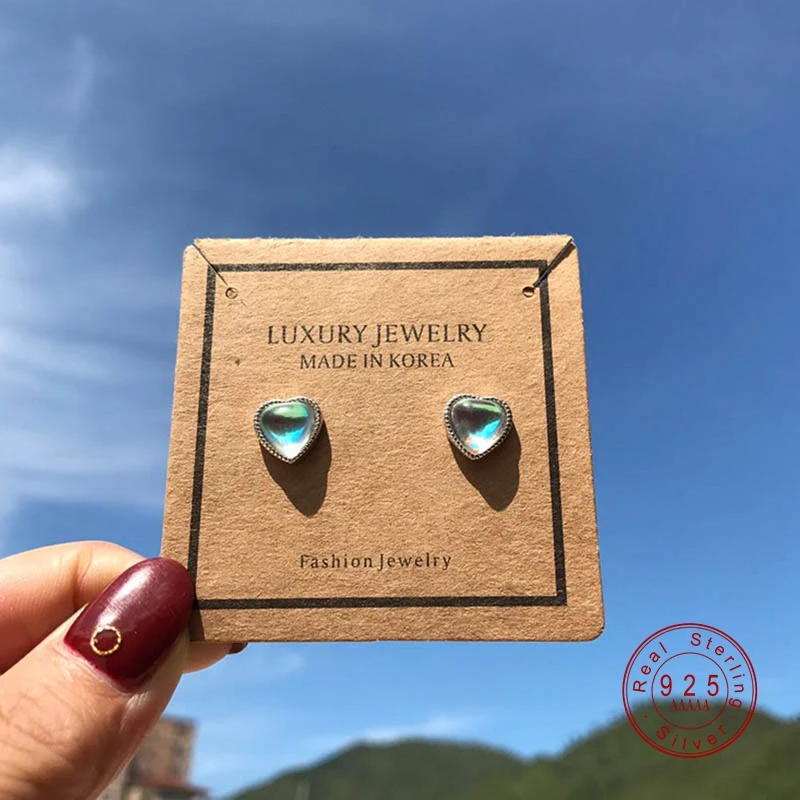 Женские серьги гвоздики серебряного цвета с лунным камнем|Серьги-гвоздики| |