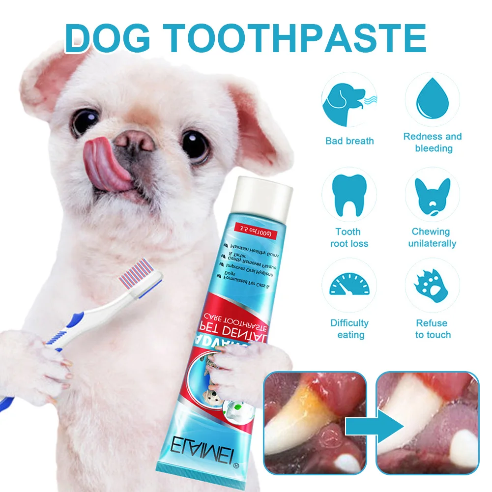 

Dog Toothpaste Mint Flavor Teeth Cleaning for Reducing Bad Breath Tartar Control Dental Care Toothpaste Safe to swallow For Pets