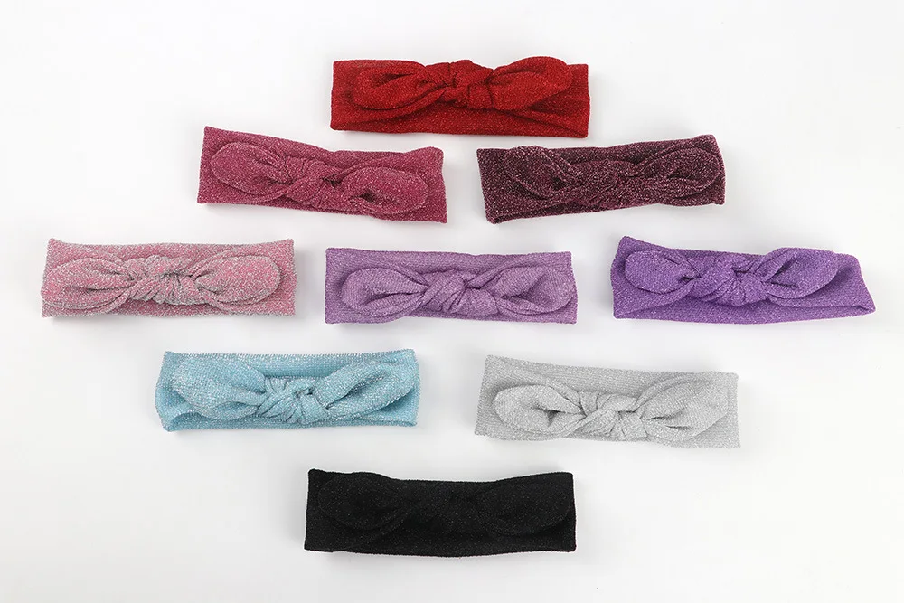 Новинка серебряные блестящие головные повязки с бантиком винтажная бархатная