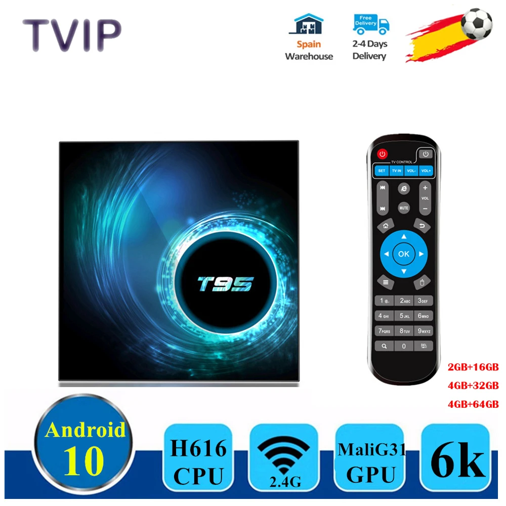 

ТВ-приставка T95 на Android 10,0, 4 + 64/128 ГБ, 2,4 ГГц, Wi-Fi, 2 + 16 Гб