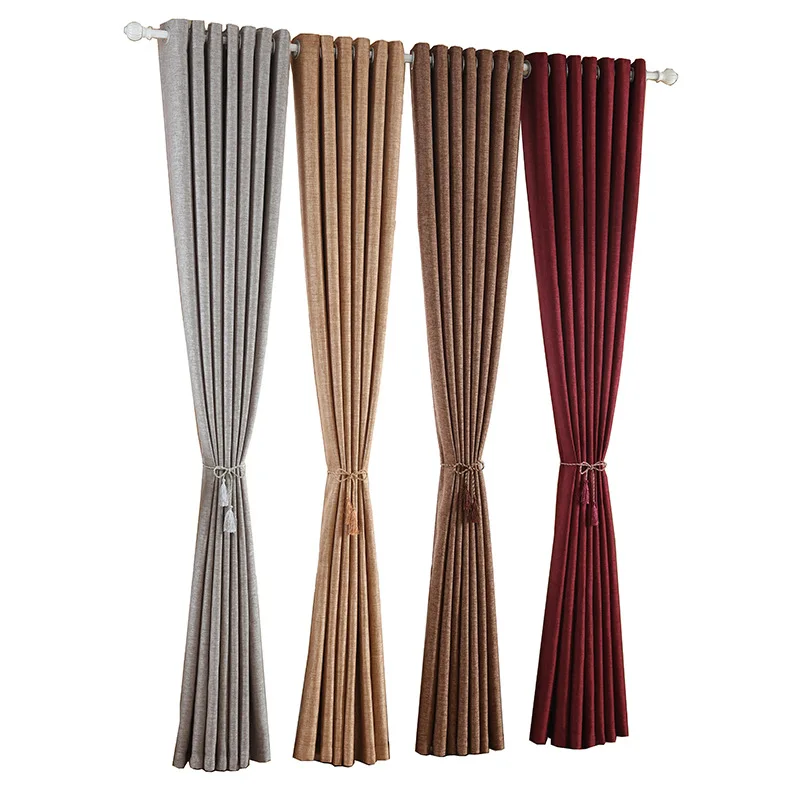 

Modern Curtains for Living Room Bedroom Simple Solid Color Cotton Linen Linen Curtains High-End Shade Custom Blackout Curtains