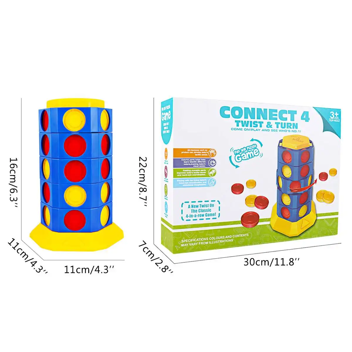 

3D Desktop Rotating 4-in-a-row Chess Toys Game Gobang Play Chess Interactive Toy for Children Connect Twist Parent-child Gaming