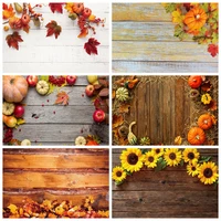 autumn pumpkin leaves wood board floor baby portrait thanksgiving backdrop photography background for photo studio photophone