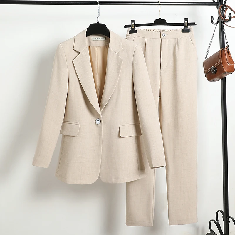 

Small Suit Suit Pants High Quality Office Work Wear Autumn and Winter New Slim Ladies Plaid Jacket Casual Trousers