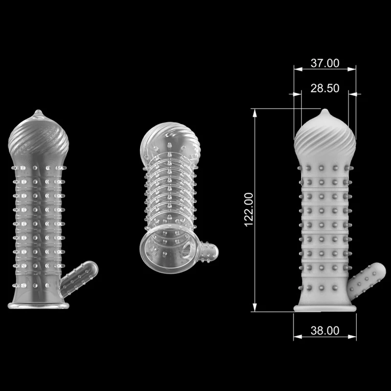 Silicone Penis Sleeve Cover Reusable Condoms with Spike Dotted Cock Ring Delay Ejaculation Adult Sex Toys for Couples Men | Красота и