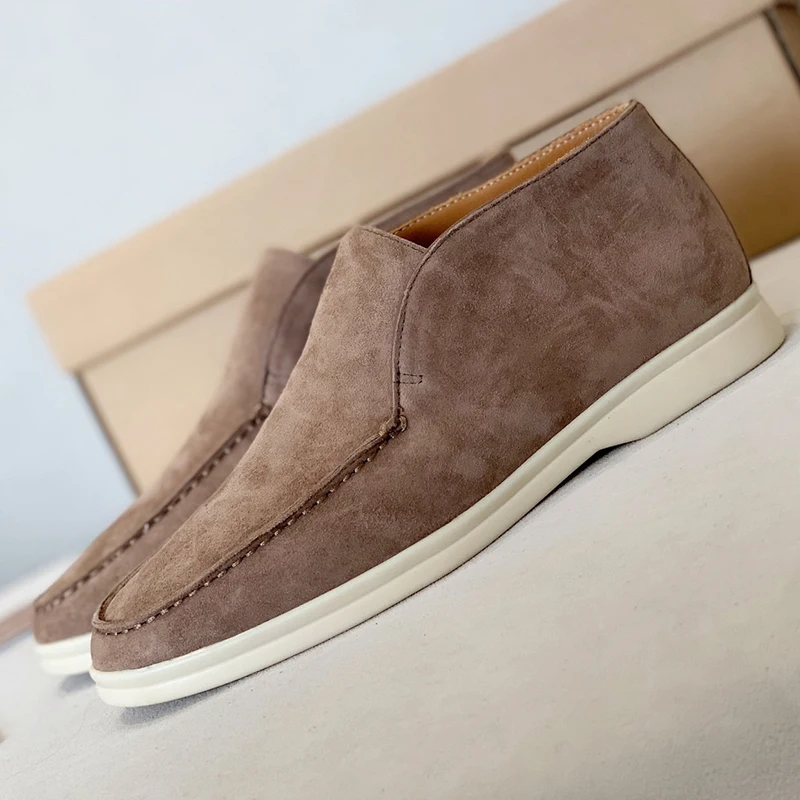 

Ollymurs Winter Shoes Women Warm Round Toe Slip-on Cow Suede Collar High Top Ankle Boots Comfort Thick Sole Platform Snow Boots