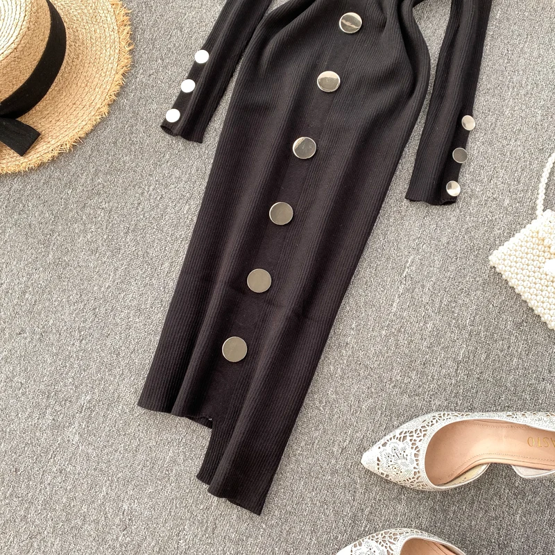 Женское трикотажное платье на пуговицах С АСИММЕТРИЧНЫМ ПОДОЛОМ | Женская одежда