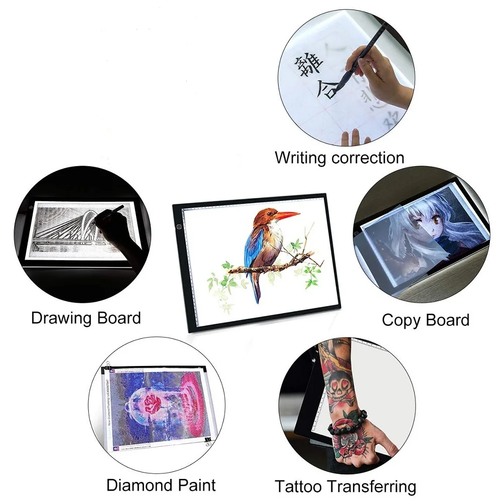 LED Light Box A4 Drawing Tablet Graphic Writing Digital Tracer Copy Pad Board For Diamond Painting Sketch Hotfix Rhinestone | Игрушки и