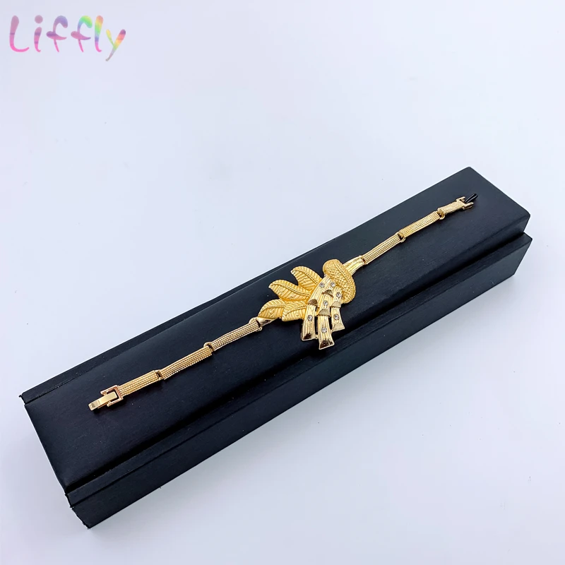 Дубай женские золотые ювелирные наборы модное ожерелье в форме листа браслет