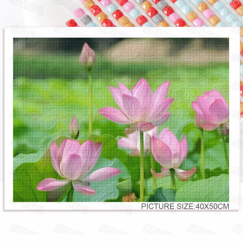 

Diy Diamond Painting a Symbol of Summer The Yellow Stamens of Lotus Flowers That Are Not Stained Green Lotus Leaf Pond Poster