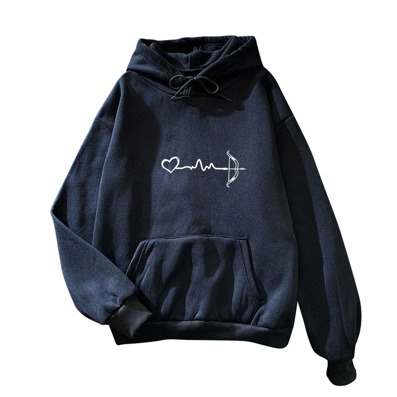 

Women's Heart Print Long-sleeved Hoodie Sweatshirt Casual Female Hoody Pullovers Ladies Tops Sudaderas Con Capucha Толстовка
