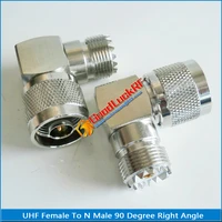 1x pcs n to uhf pl259 so239 so 239 connector socket n male to uhf female plug 90 degree right angle nickel brass rf adapters