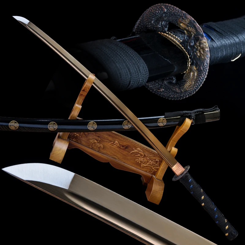 

Японские Katanas, реальные, из высокоуглеродистой стали, брикет сакуры с острыми краями, лезвие желтого цвета