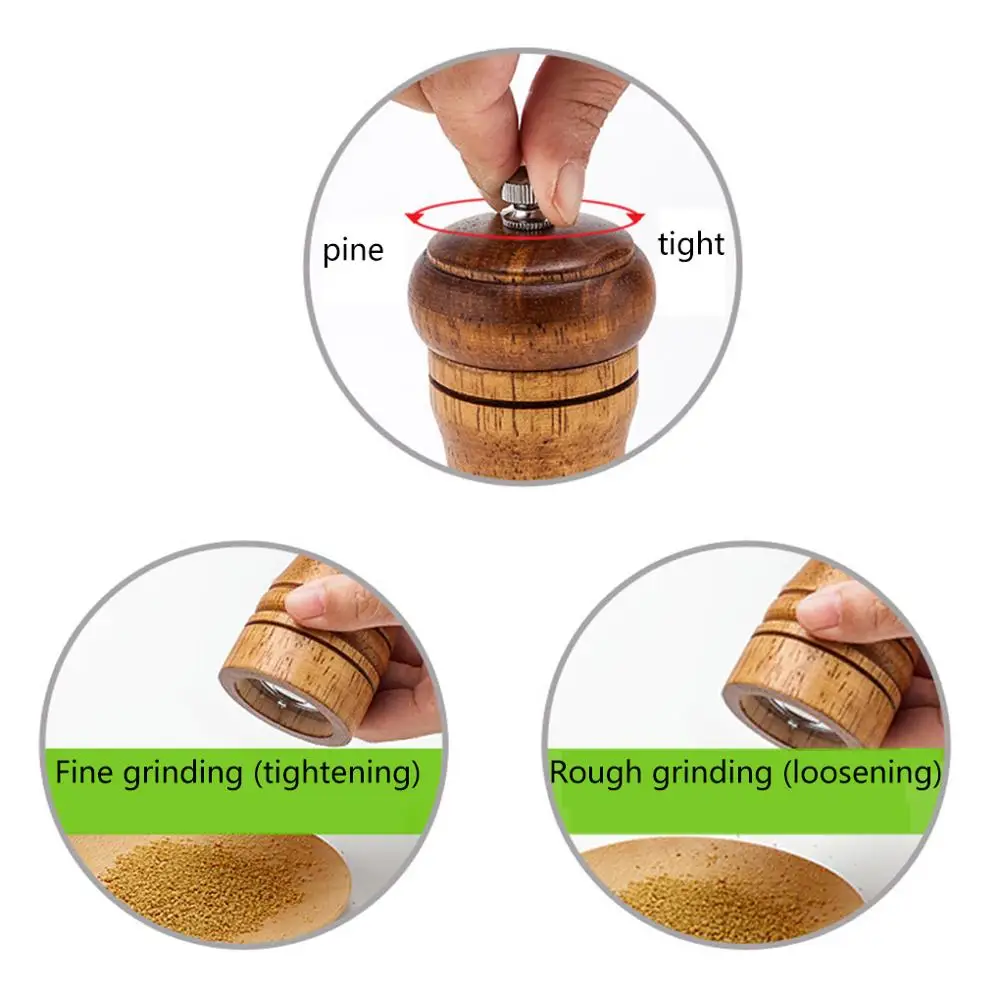 

Rubberwood Manual Mill Salt Pepper Grinder Kitchen Restaurant Grinding Tool Spice Mill Ceramic Rotor cruet kitchen tool