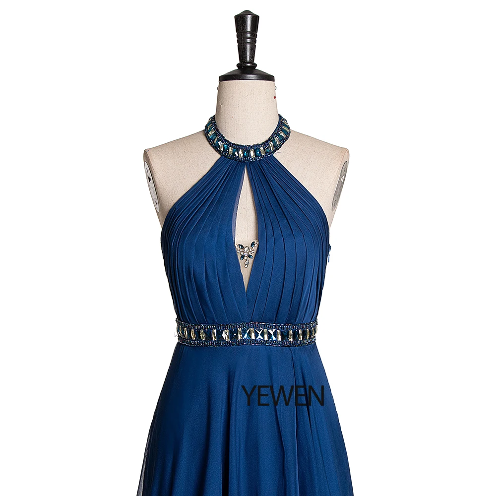 ТРАПЕЦИЕВИДНОЕ длинное вечернее платье без рукавов 2019 синее элегантное для