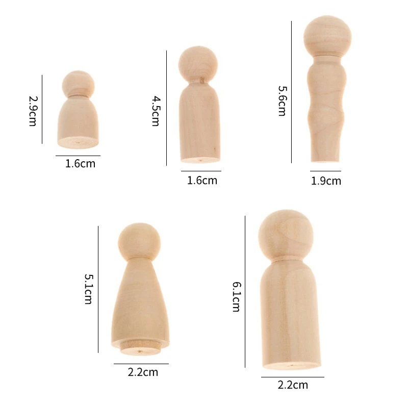 5 шт. кукольный деревянный колышек куклы семья из пяти человек поделки своими