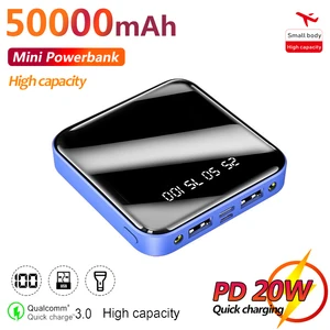 2021 50000mah mini power bank fast charging digital display external battery with 2 usb phone charger for xiaomi iphone samsung free global shipping