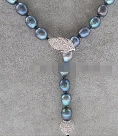 

Ожерелье из пресноводного жемчуга в форме черного барокко, 18 дюймов, 9-10 мм, серебро 925 пробы