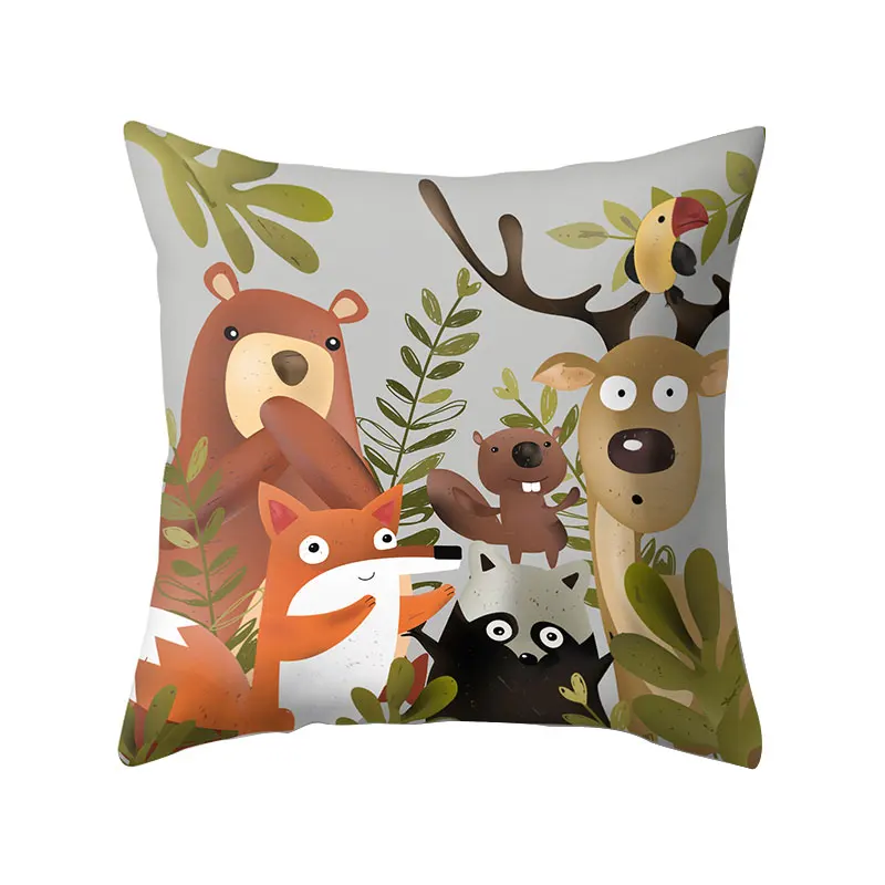 

New Tropical Leaf Cartoon Animals Cushion Cover Decorative Pillowcase Ployster Cotton Throw Pillow Cover Home Decor Pillowcover