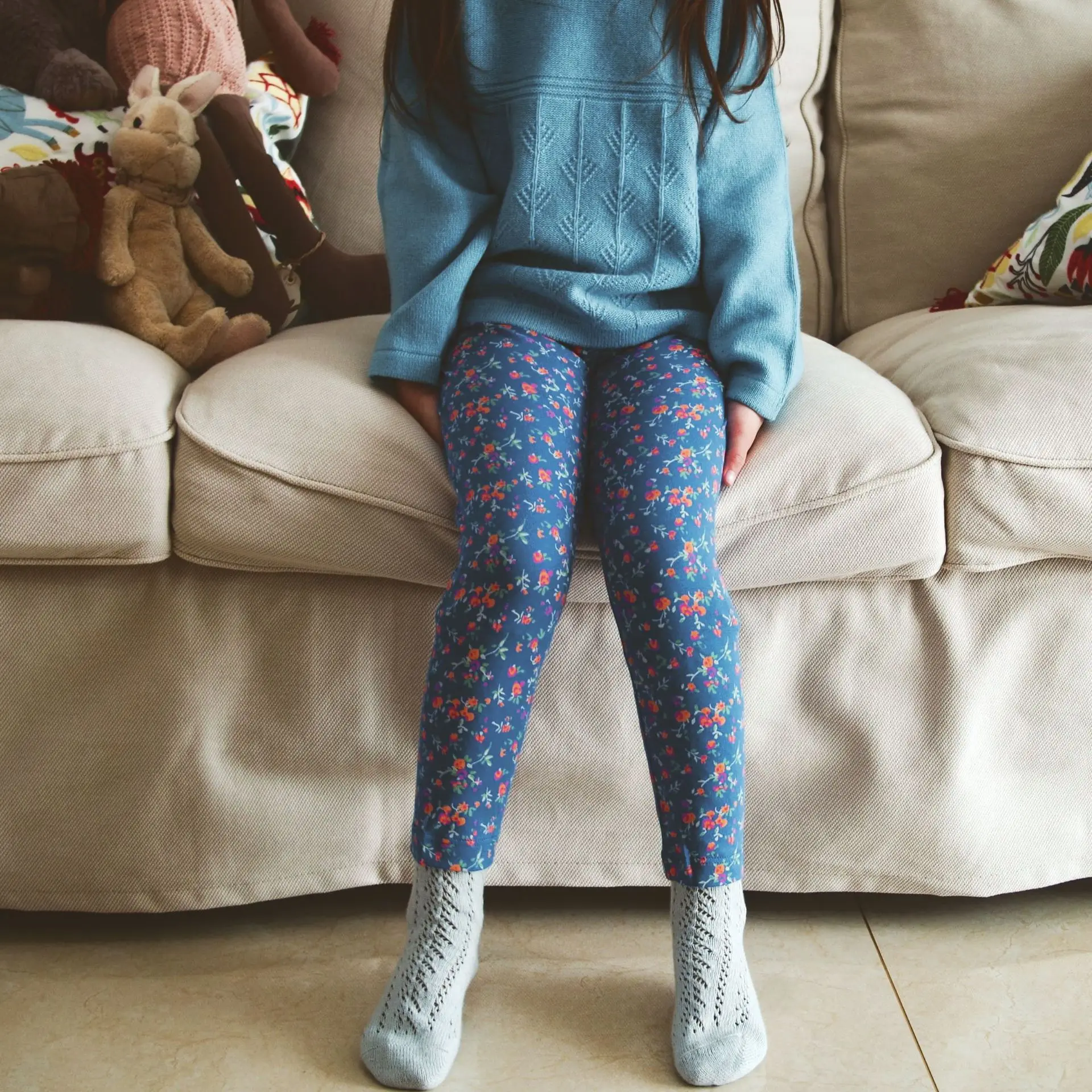 

Брюки для девочек, леггинсы из 100% хлопка, детская модная одежда с цветочным принтом и эластичным поясом для детей 3-7 лет, весна-лето 2021