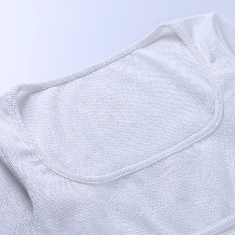 

Women's Skinny Long Sleeve Bodysuits Autumn Sexy One-Piece Suit Bottoming Shirt White for Women Cotton Streetwear White
