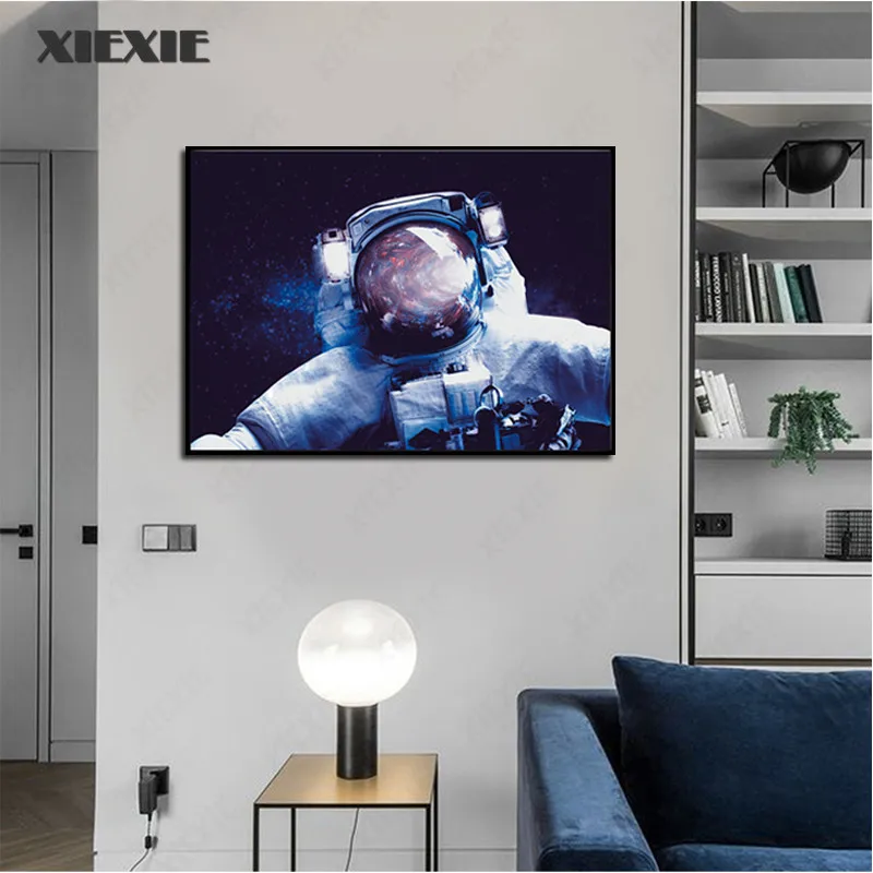 

Space Astronaut Poster Fantasy Earth Moon Planet Canvas Painting Modern Wall Art Pictures for Living Room Home Decor