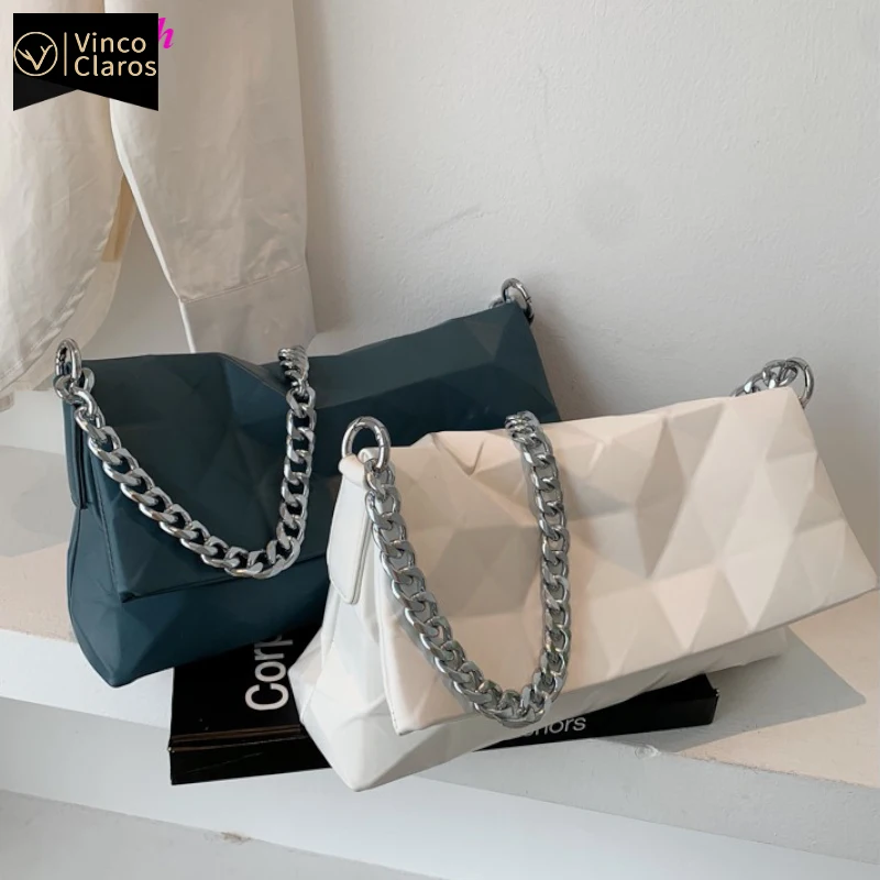 

Three-dimensional Geometric Design Folding Shoulder Bag Underarm Baguette 2021 High Quality PU Leather Handbag Luxury Brand Sac
