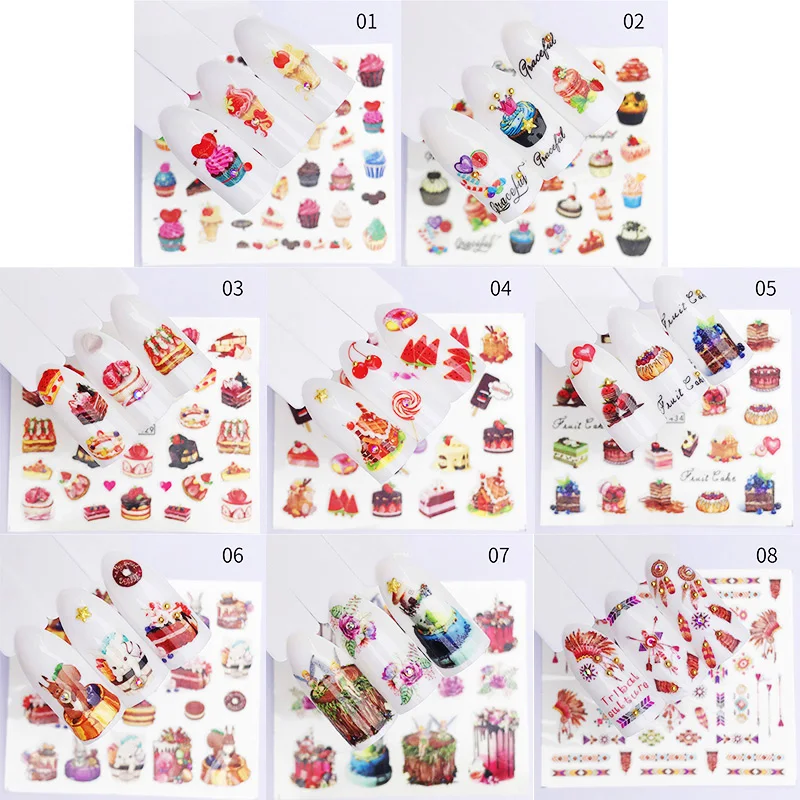 Наклейки для ногтей наклейки цветущего цветка переводные слайдер торта наклейка