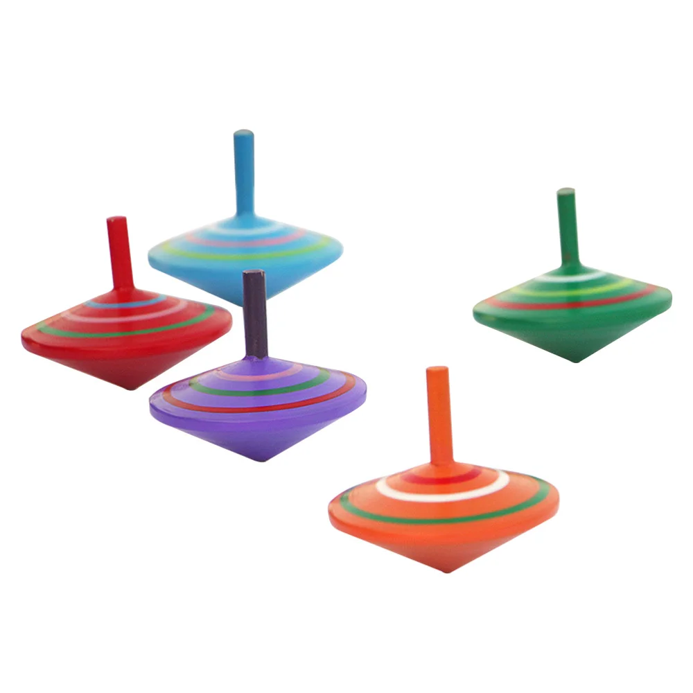 

5 Pcs Painted Wood Tops Wooden Educational Toys for Kids Children (Random Color)