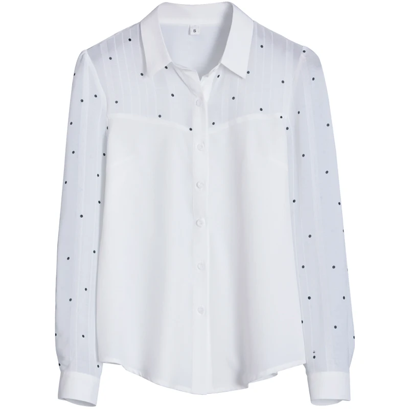 Korean Version Lapel Chiffon Shirt Female Long Sleeve Autumn New White Temperament Top Fashion Versatile Professional Shirt Lady