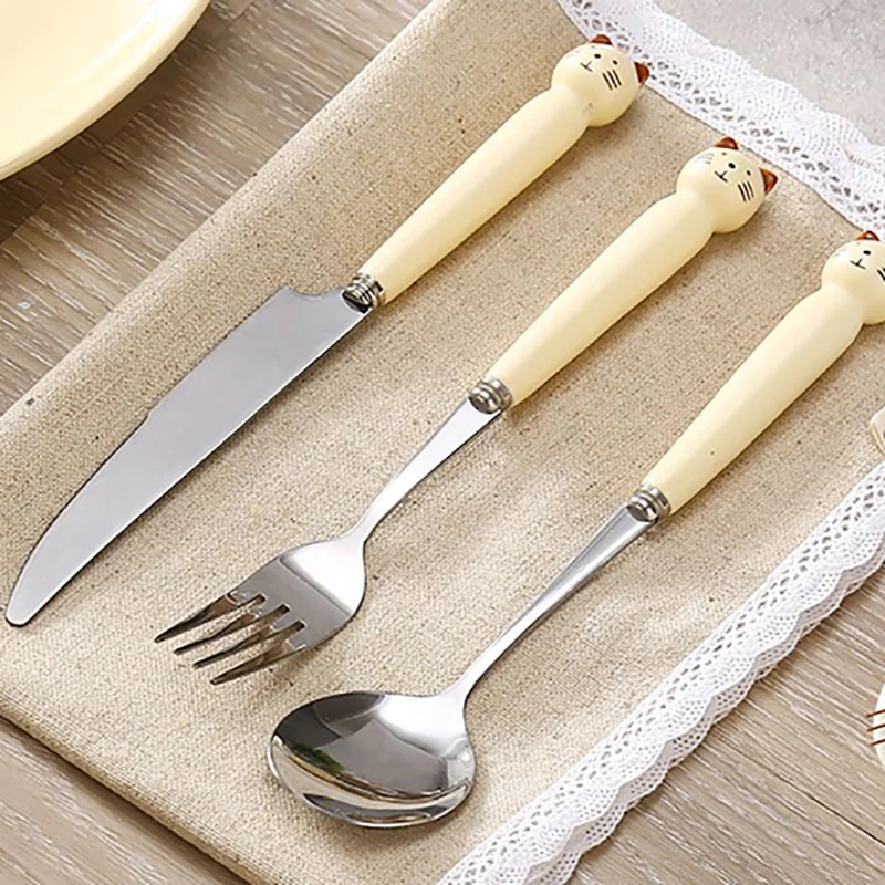 3 шт./компл. набор посуды милые дети вилка ложка ножей домашняя посуда столовых