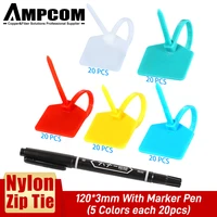 ampcom nylon cable zip ties with marker self locking written on cable mark ties 4 72 in 5 colors 100pcs