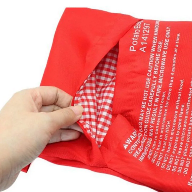 1Pcs Microwave Baking Potatoes Bag Red Washable Cooker Easy To Cook Kitchen Gadgets Tool Rice Pocket Cooking Tools | Дом и сад
