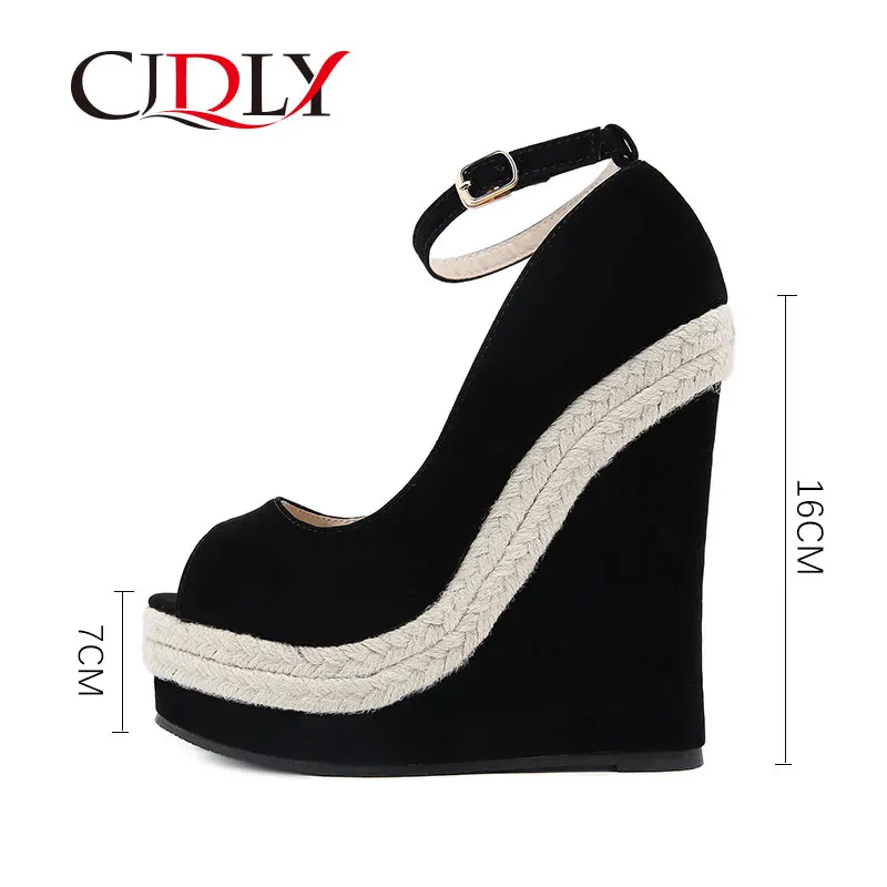 

CJDLY Pumps Women Wedge Sandals Female Platform Bohemia High Heel Sandals Ankle Strap Open Toe Ladies Shoes Zapatos De Mujer