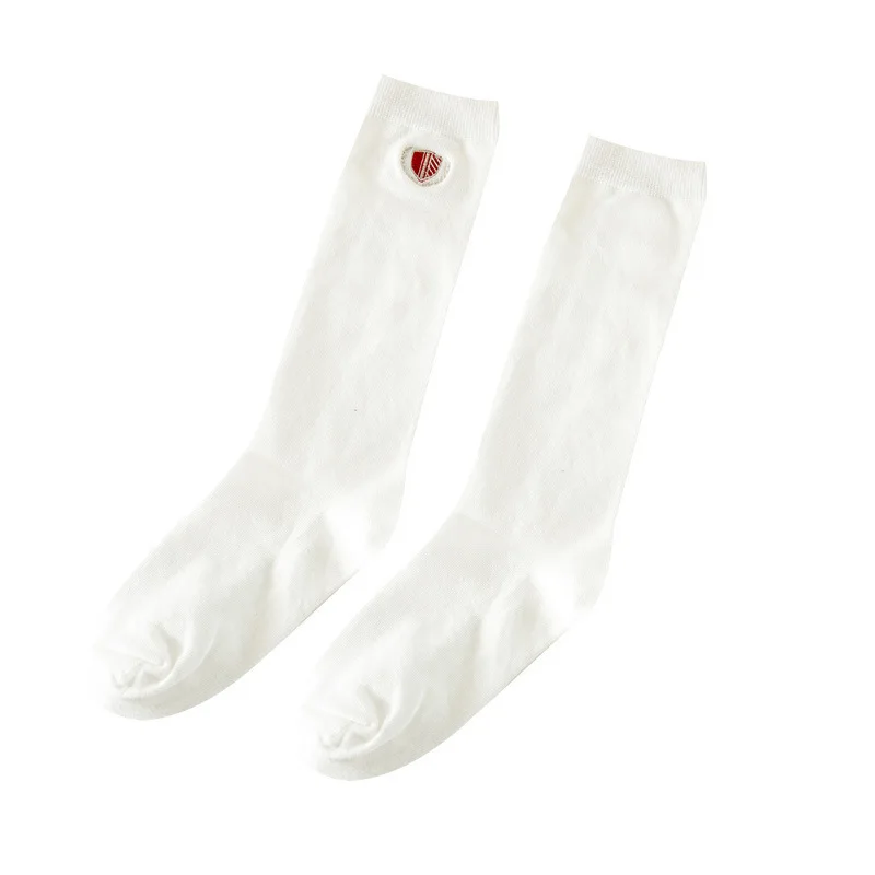 

New Lolita Cat Paw Embroidery Calf Tube Female Socks Cute College Style Pure White Student Angel Badge Xingyue Cherry Blossom