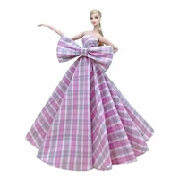 30cm doll clothes for barbie dress purple plaid wedding party gown princess outfits vestidoes 16 bjd dolls accessories toy gift