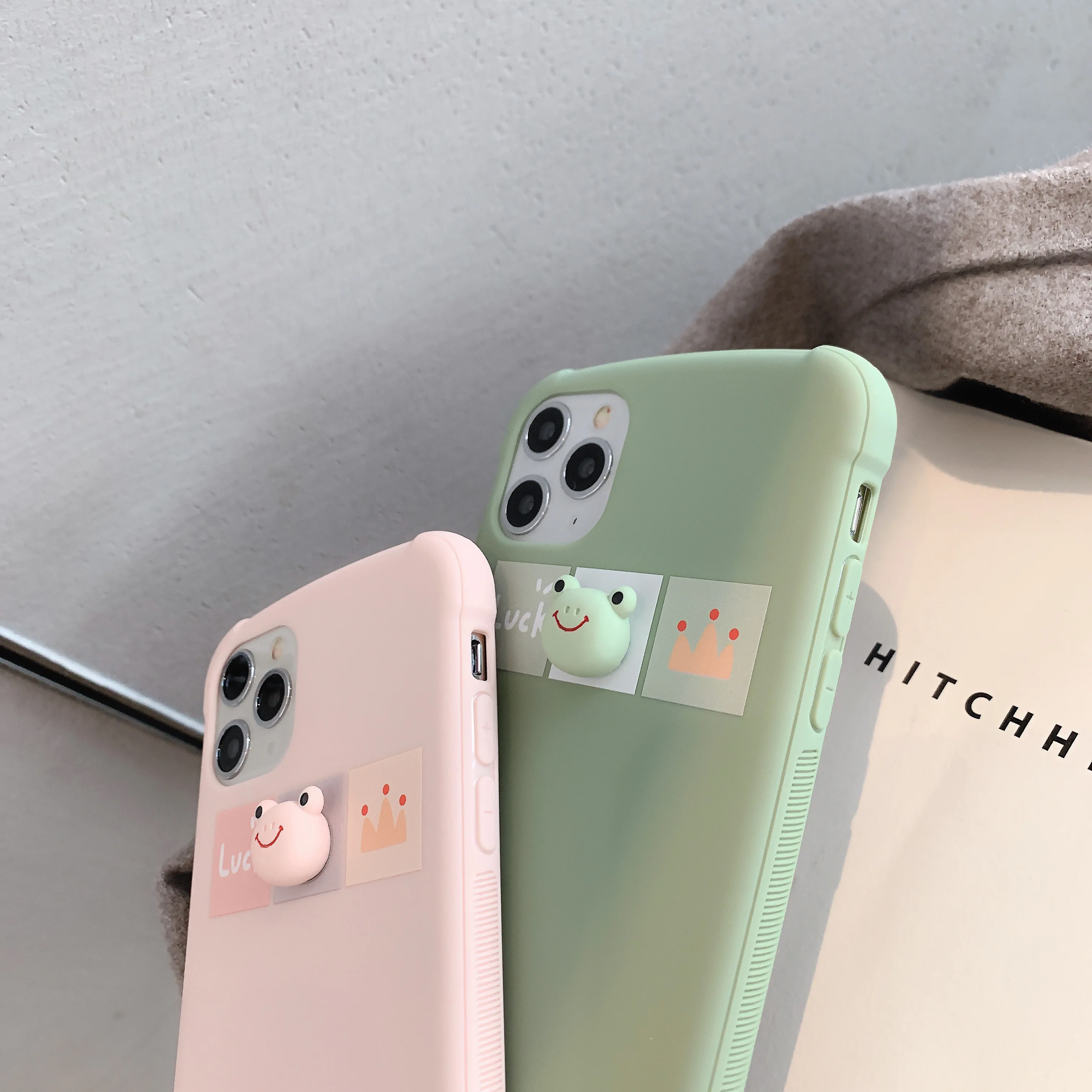 3D Candy Color frog Phone Case For iPhone 11 Pro XS MAX XR X Silicone 7 6 6S 8 Plus Cover with Tempered film |