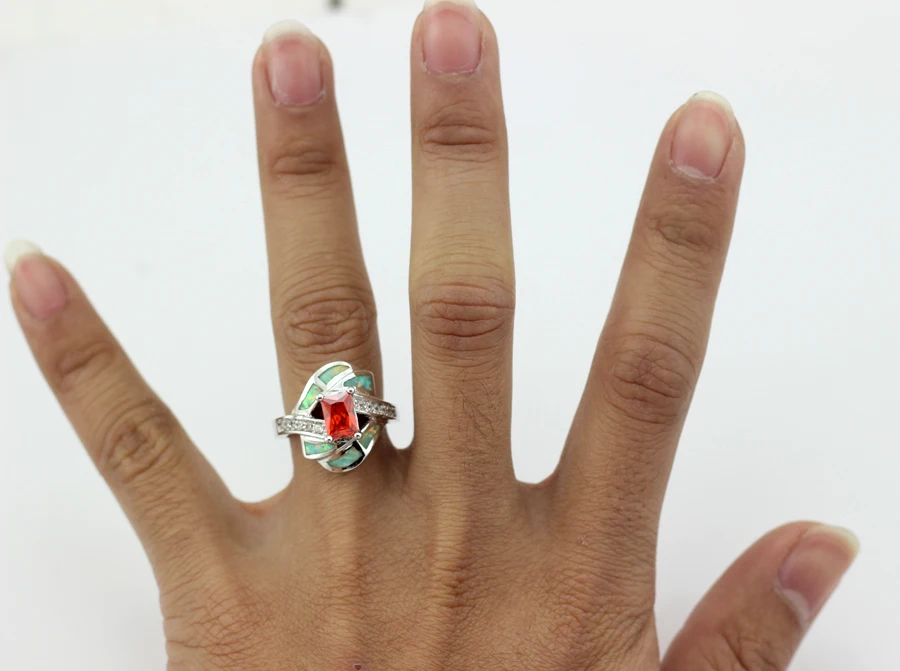 Green Fire Opal Stones Garnet Fashion Jewelry Silver Plated Rings for Women OR842 | Украшения и аксессуары