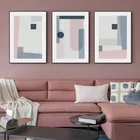Абстрактная Геометрия, розовый цвет, квадратный рисунок, холст, картина, диван, фон, настенная бескаркасная картина, постер, украшение для комнаты