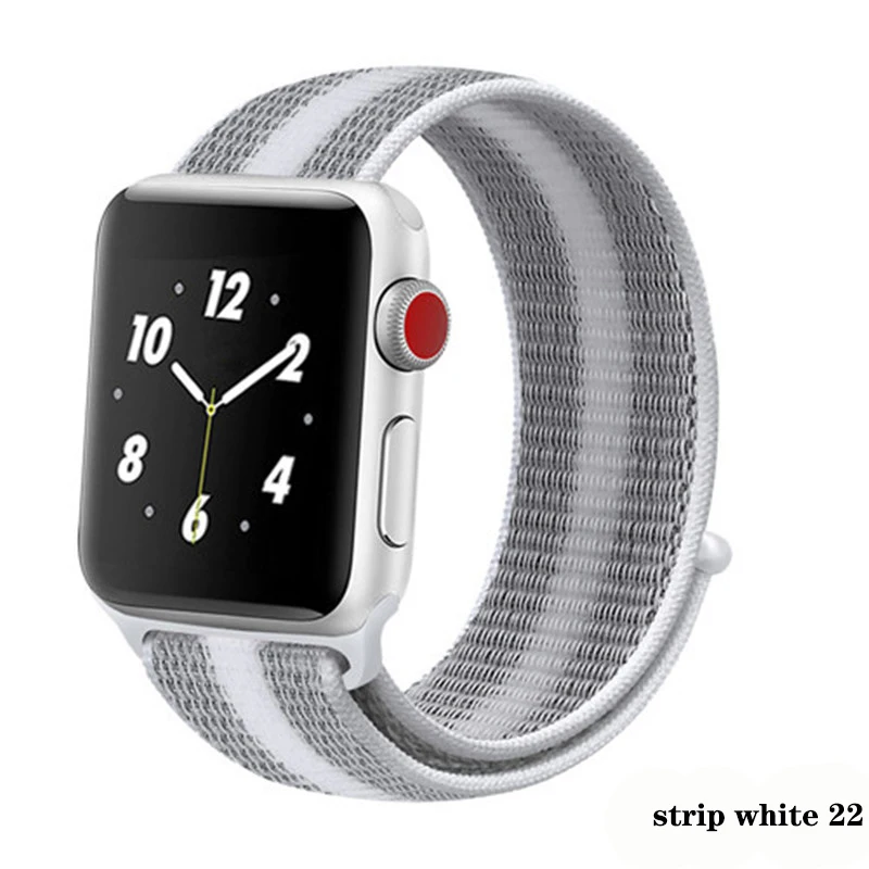 Нейлон pulseira для apple watch band 4 44 мм 40 мм(iwatch 5) apple watch 3 2 1 ремешок 42 мм 38 мм дышащий браслет ремень аксессуары - Цвет ремешка: strip white 22