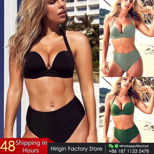 2018 комплект женского бикини с чашками пуш ап пляжный купальник купальный костюм