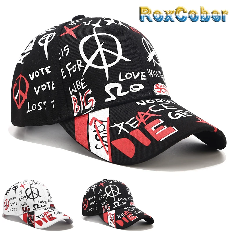 RoxCober 100% Cotton Graffiti baseball cap Snapback Hat Summer Cap Hip Hop Fitted Hats For Men Women Bone gorra hombre caps | Аксессуары