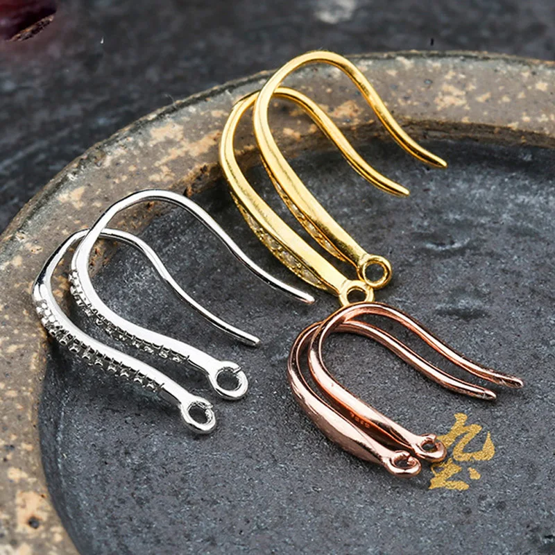 2 шт. крючки для сережек из 100% стерлингового серебра 925 пробы полуготовые женские