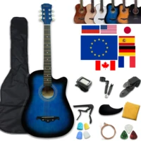 38 inch acoustic guitar folk guitar for beginners 6 strings basswood with sets black white wood brown guitar ru shipping agt16a