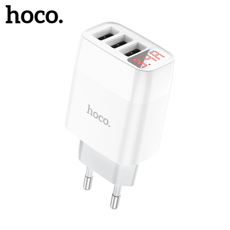 

Hoco 3-Port USB A Digital Display EU Charger For iPhone 12 11 Pro Max Wall Travel Phone Chargers Adapter For Samsung S20 S21 A51